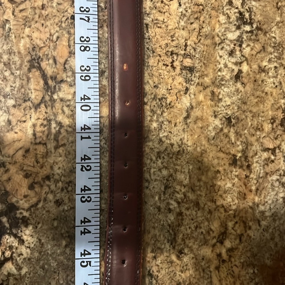 44” Maroon Leather Belt in VG Condition - Picture 4 of 7